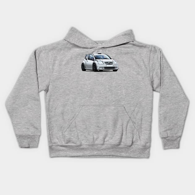 Citroen C2 S1600 - JWRC Kids Hoodie by Mario Ramos Rally Art